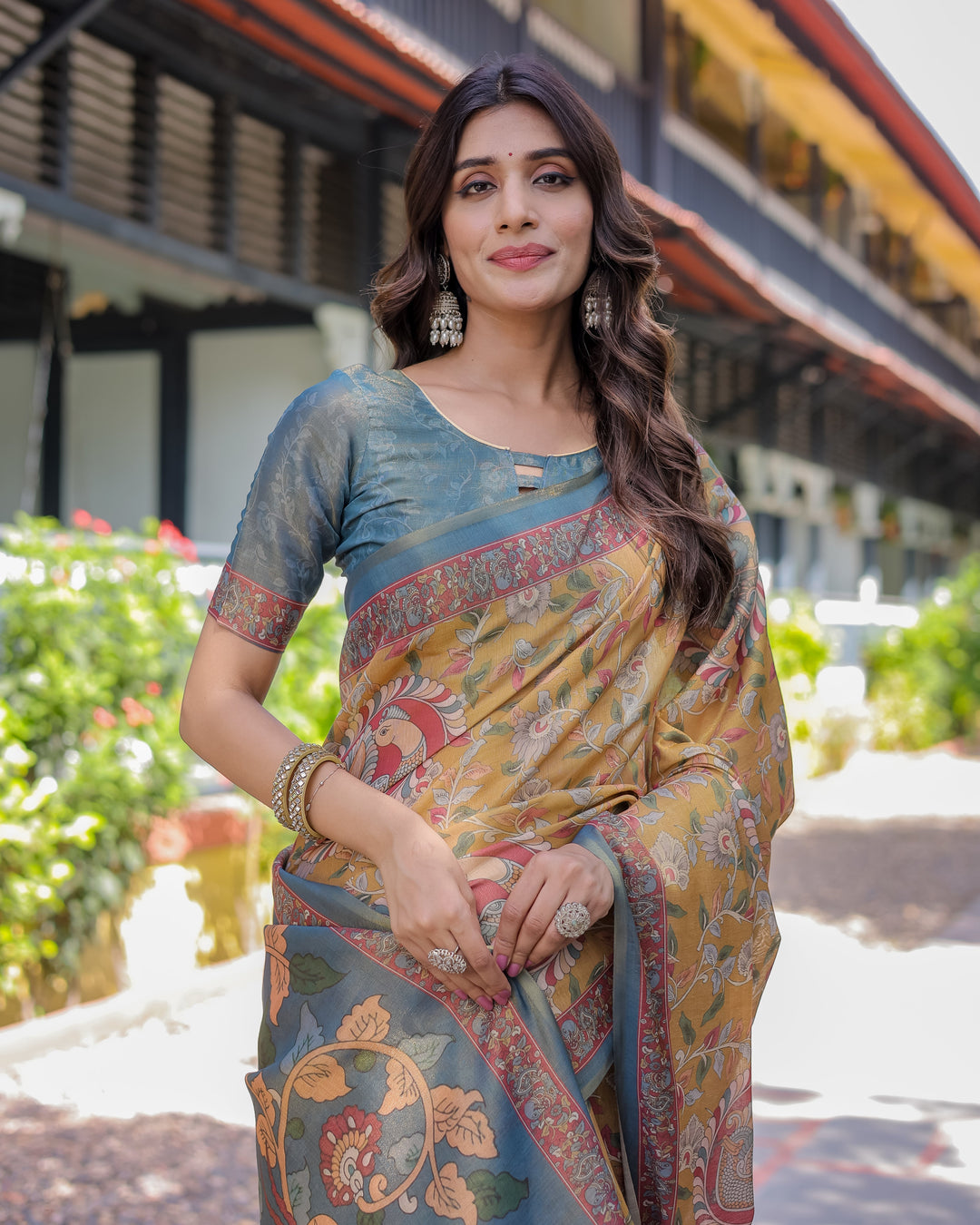 Maroon Handloom Cotton Saree with Intricate Peacock & Floral Art – Contrast Green Pallu
