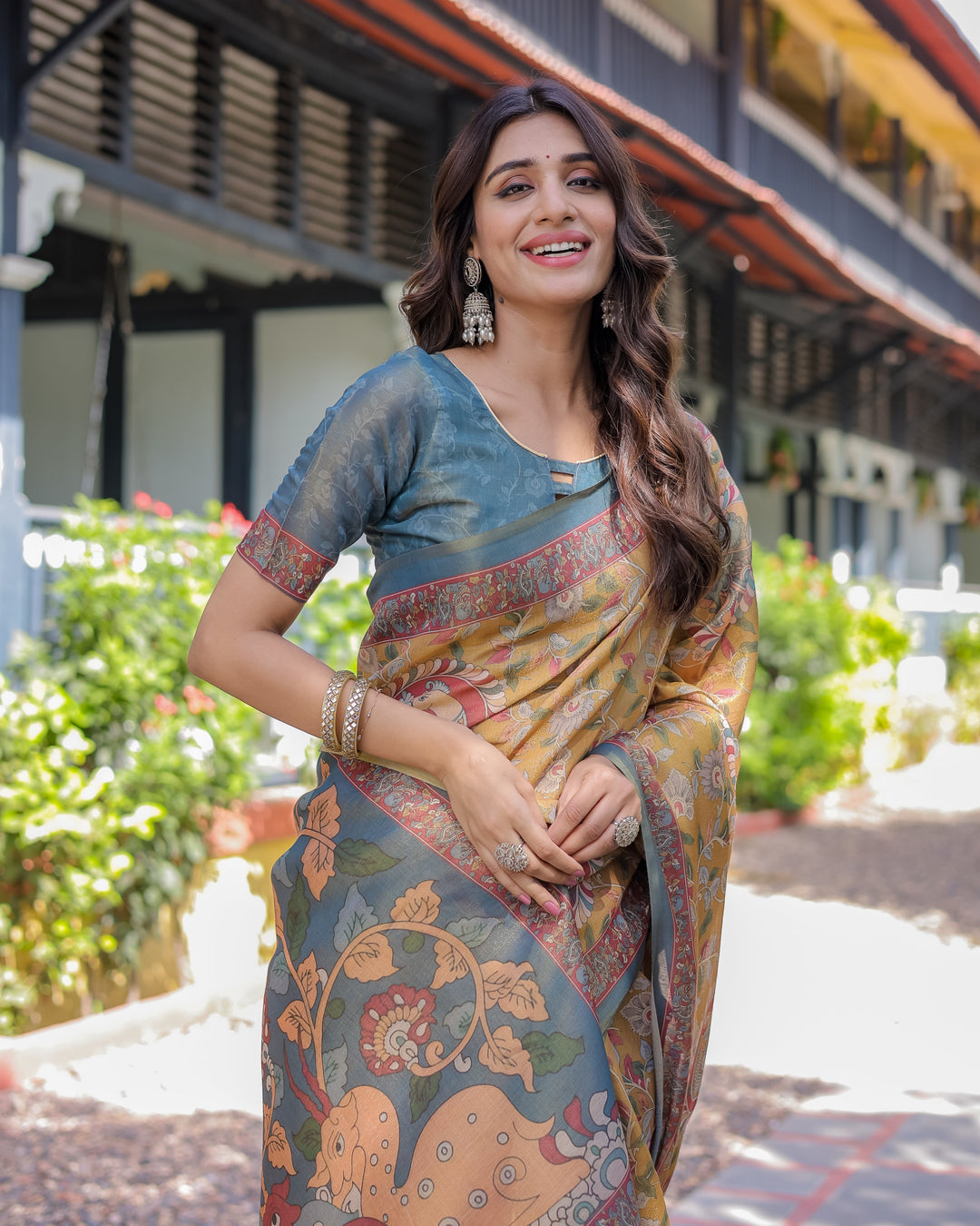 Maroon Handloom Cotton Saree with Intricate Peacock & Floral Art – Contrast Green Pallu