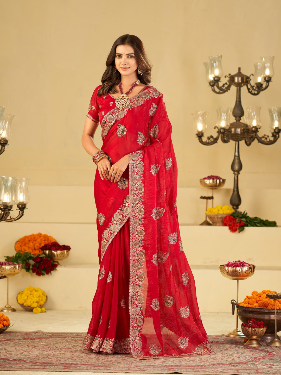 Rani Pink Designer Fendy Satin Saree with Heavy Embroidery Work | Premium Wedding Party Wear Saree with Embroidered Border & Blouse