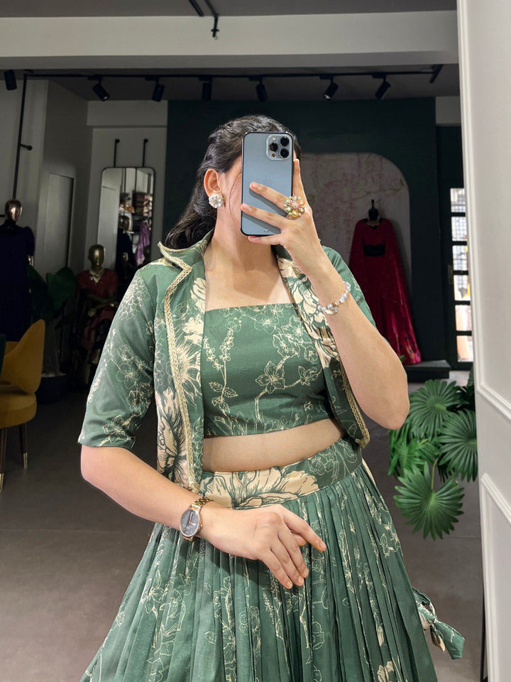 Ethereal Radiance: Mauve Tussar Silk Lehenga with Jacket ( koti )