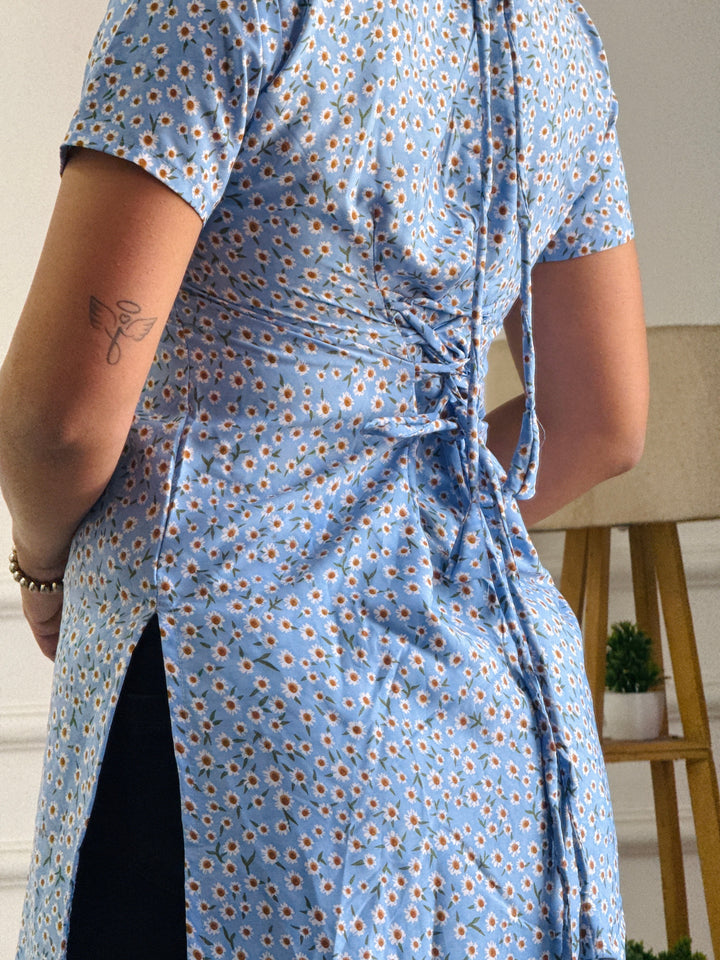 Soft Blue Ditsy Floral Multi-Wear Tunic - Adjustable Fit