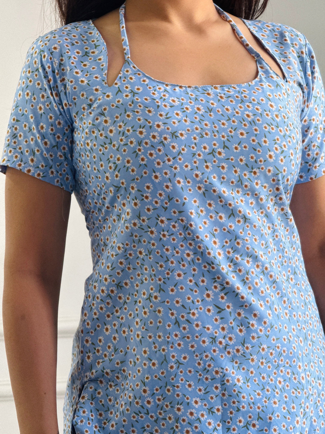 Soft Blue Ditsy Floral Multi-Wear Tunic - Adjustable Fit