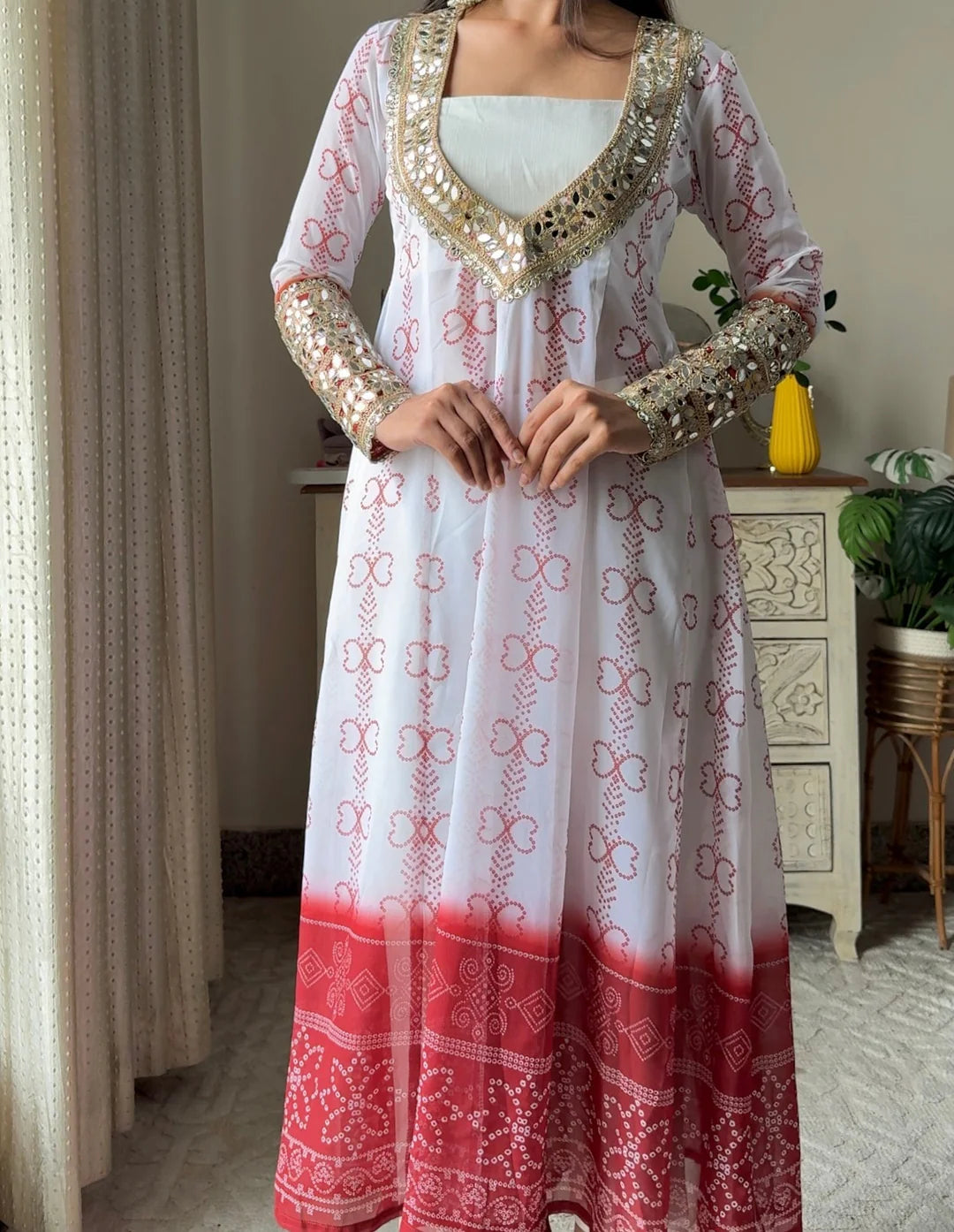 Georgette Kurti Set with Mirror Detailing | 3-Piece Ethnic Wear