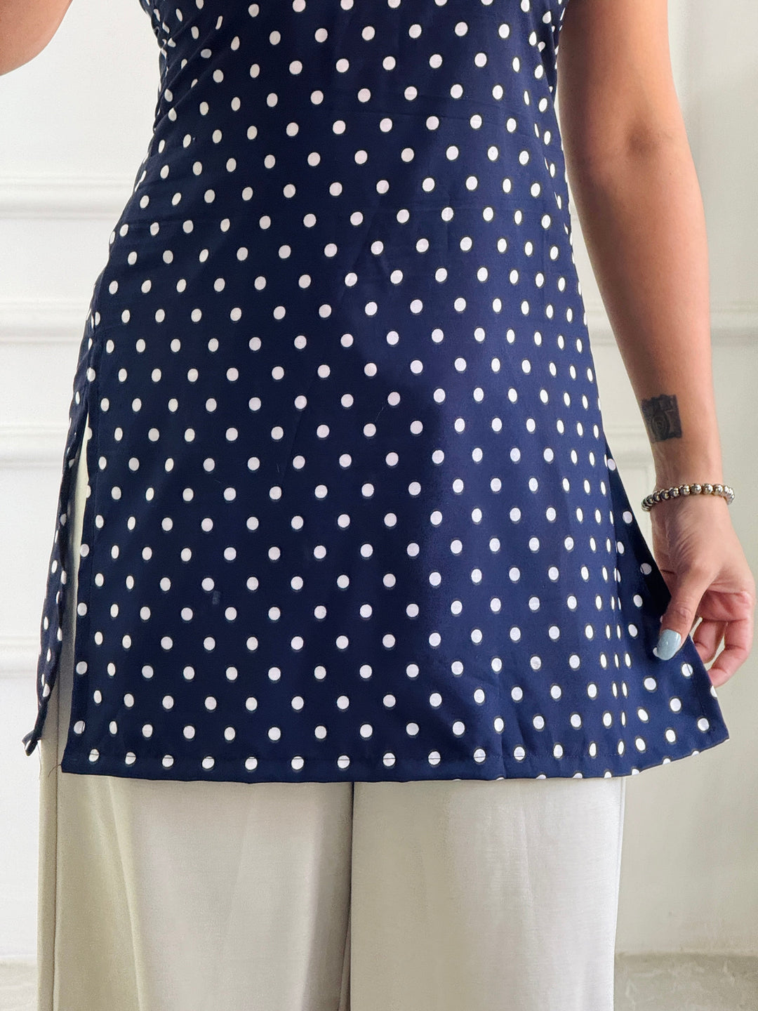 Classic Navy Polka Dot Multi-Wear Tunic - Adjustable Fit