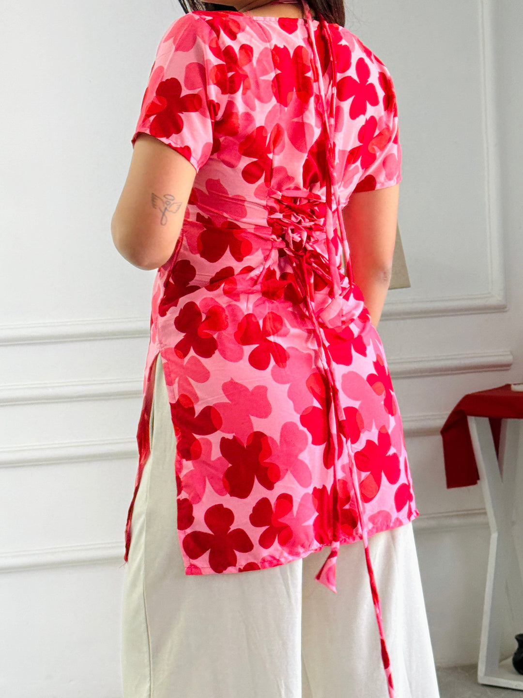 Pop-Art Pink Floral Multi-Wear Tunic - Adjustable Fit