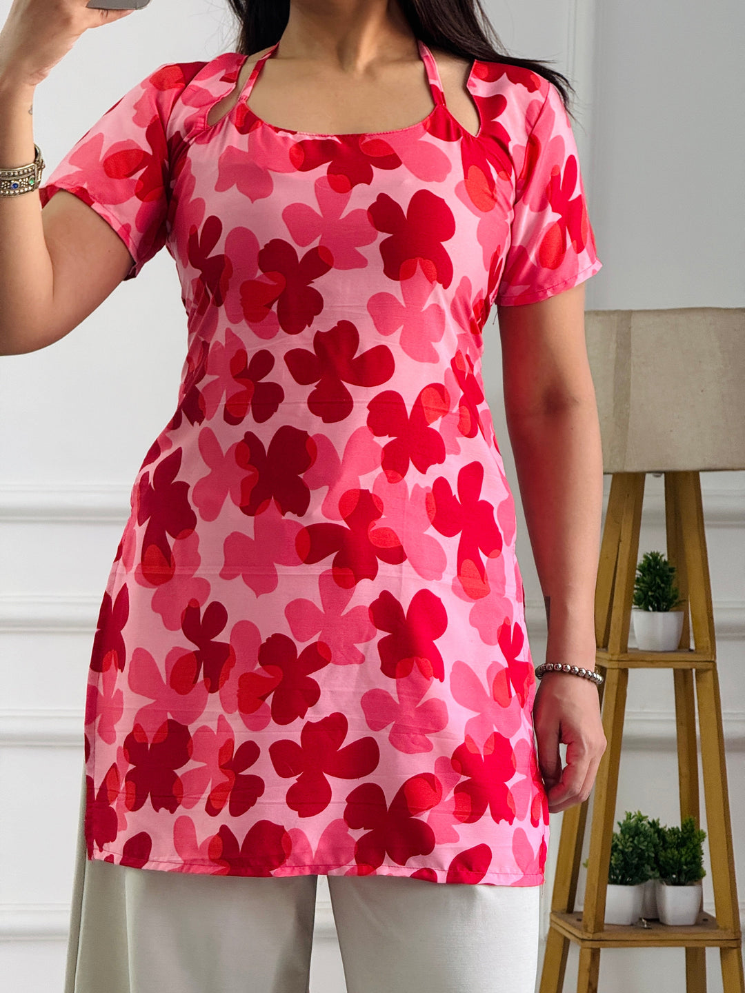 Pop-Art Pink Floral Multi-Wear Tunic - Adjustable Fit
