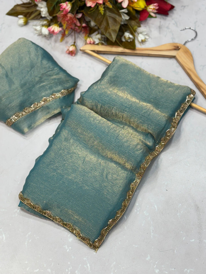 Ombre Elegance: Shaded Chiffon Sarees with Zari Borders
