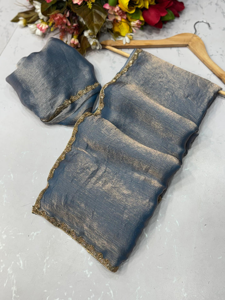 Ombre Elegance: Shaded Chiffon Sarees with Zari Borders