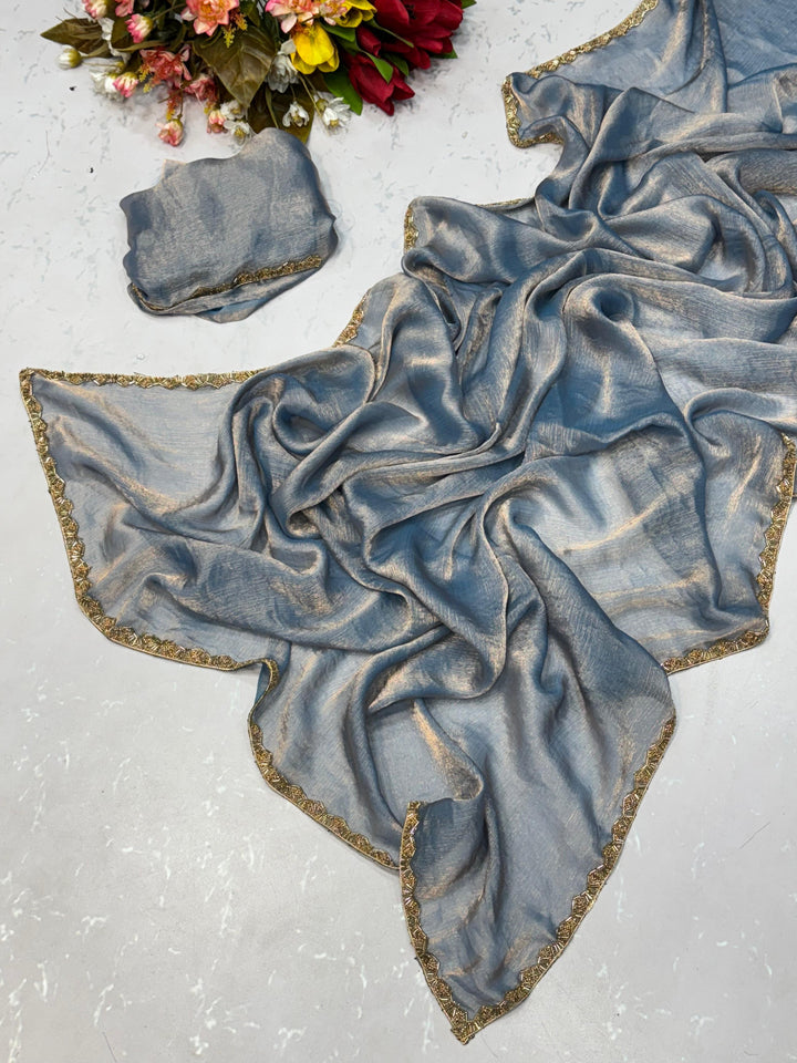 Ombre Elegance: Shaded Chiffon Sarees with Zari Borders