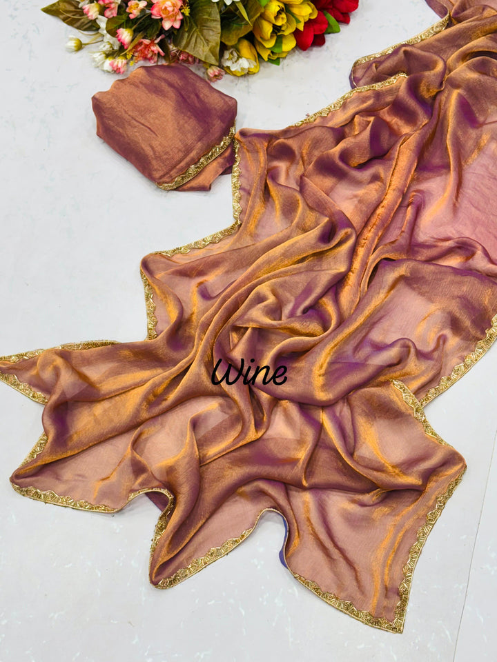 Ombre Elegance: Shaded Chiffon Sarees with Zari Borders