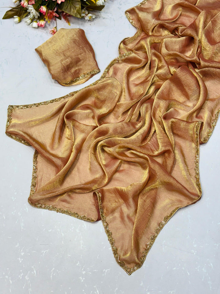 Ombre Elegance: Shaded Chiffon Sarees with Zari Borders