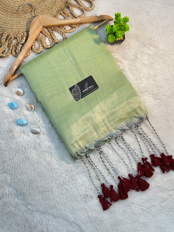 Elegant Singal color Tissue Silk Saree with Traditional Patterns | Lightweight Festive Wear