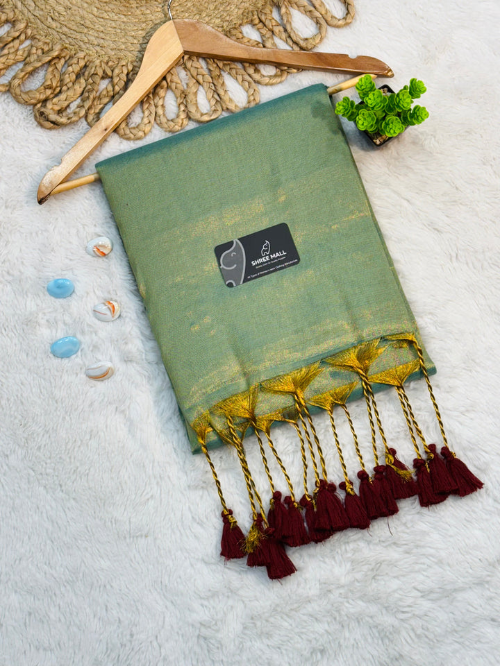 Elegant Singal color Tissue Silk Saree with Traditional Patterns | Lightweight Festive Wear