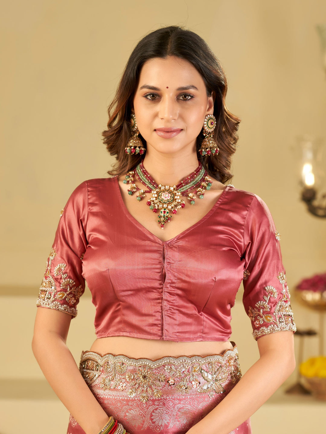 Rose Pink Banarasi Silk Saree with Heavy Embroidered Border & Rich Zari Woven Pallu | Designer Wedding Festive Saree