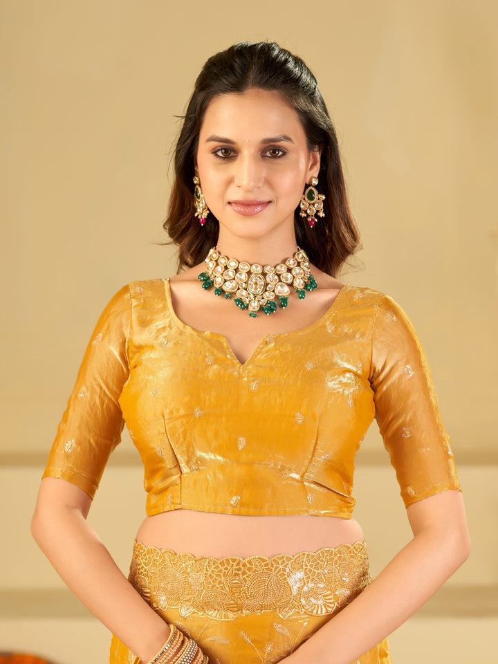 Mustard Yellow Designer Fendy Satin Saree with Heavy Embroidered Border | Premium Festive Party Wear Saree with Blouse
