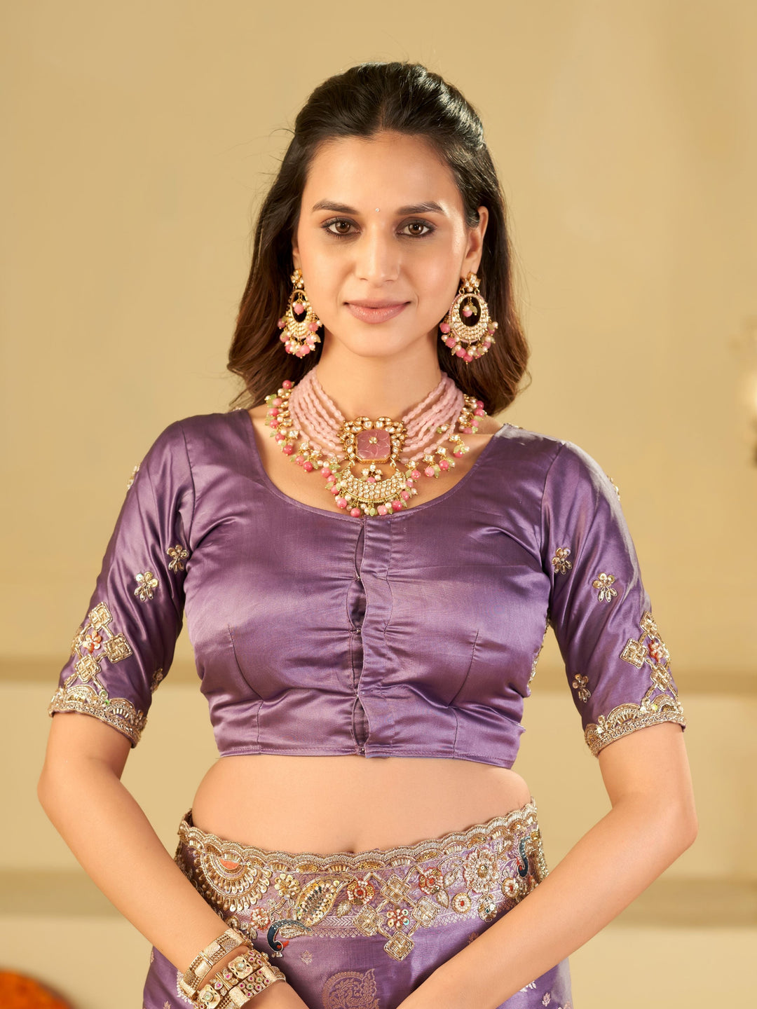 Lavender Purple Banarasi Silk Saree with Heavy Embroidered Scallop Border & Rich Zari Woven Pallu | Designer Wedding Festive Saree