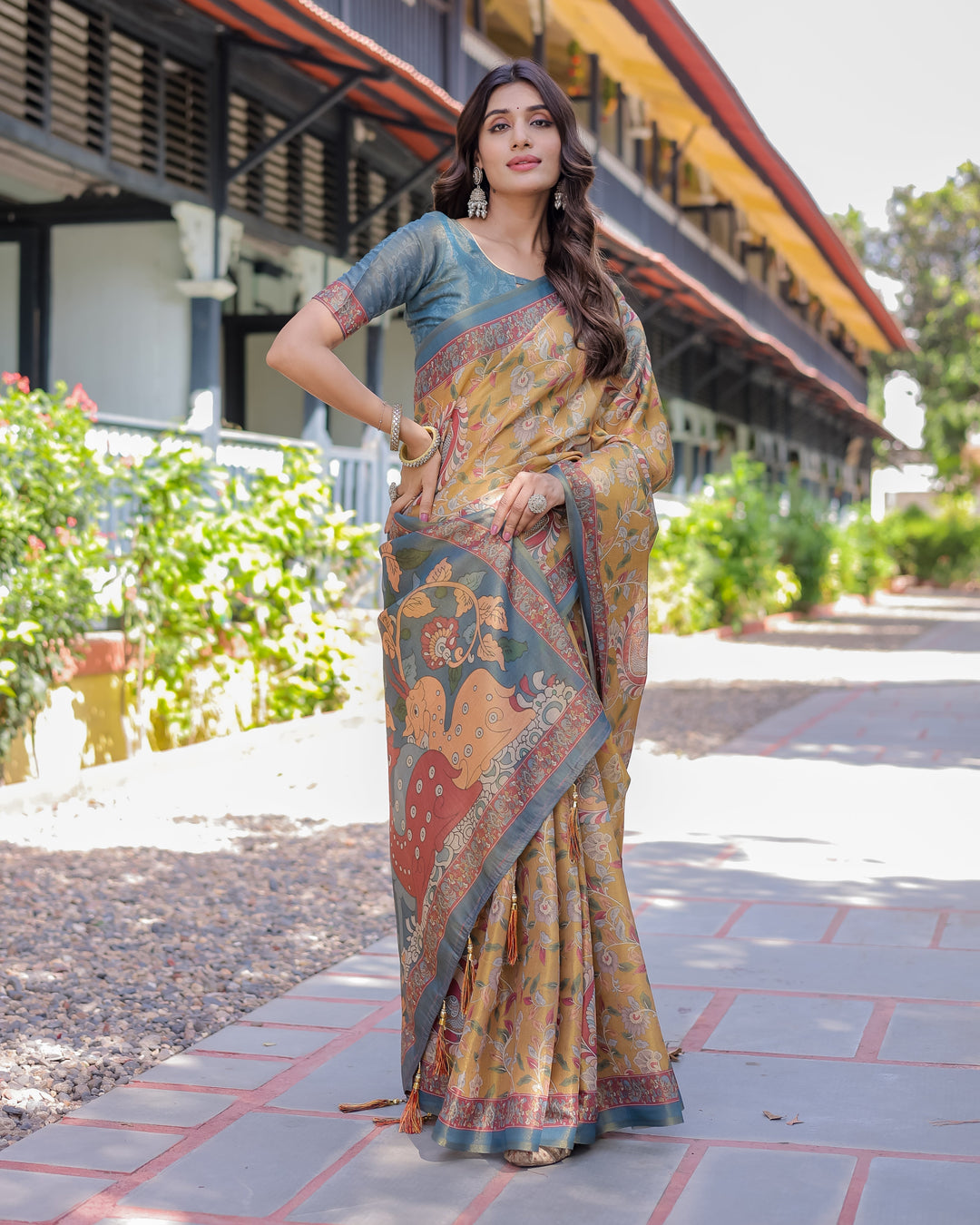 Maroon Handloom Cotton Saree with Intricate Peacock & Floral Art – Contrast Green Pallu