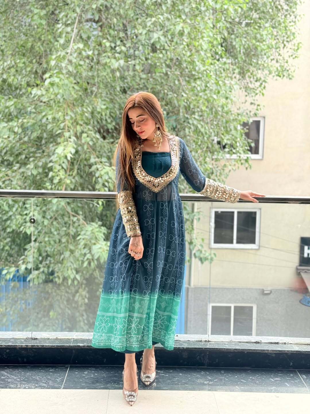 Georgette Kurti Set with Mirror Detailing | 3-Piece Ethnic Wear