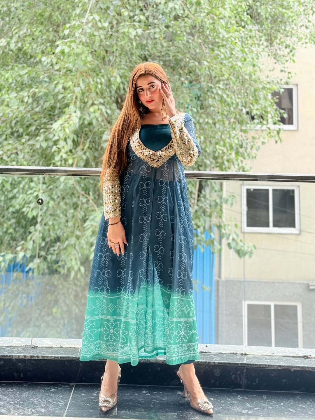 Georgette Kurti Set with Mirror Detailing | 3-Piece Ethnic Wear