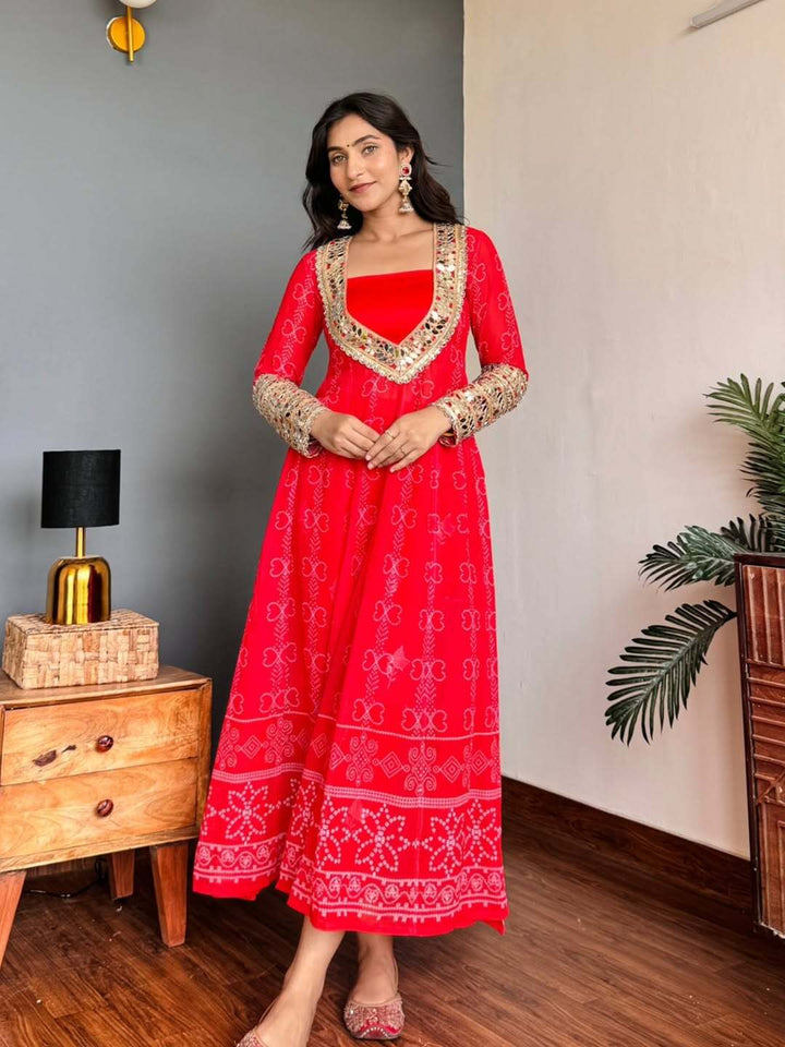 Georgette Kurti Set with Mirror Detailing | 3-Piece Ethnic Wear
