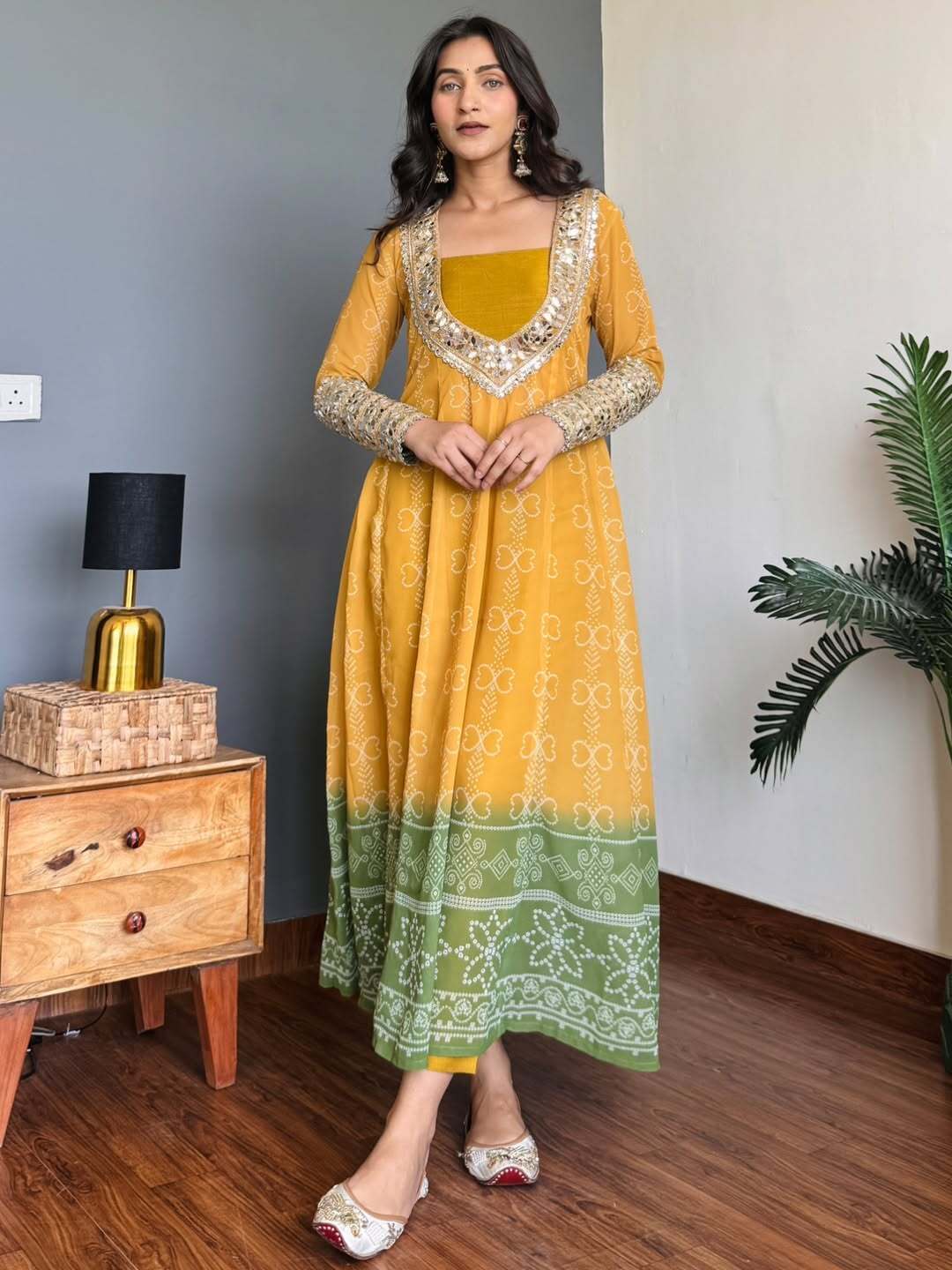 Georgette Kurti Set with Mirror Detailing | 3-Piece Ethnic Wear