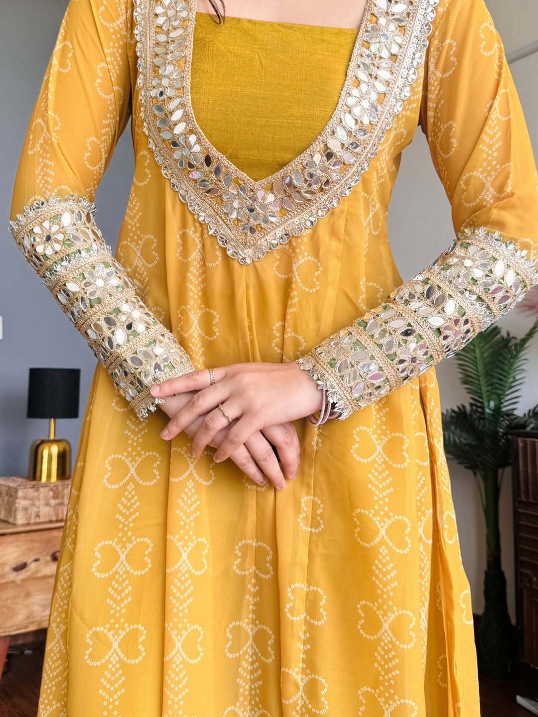 Georgette Kurti Set with Mirror Detailing | 3-Piece Ethnic Wear