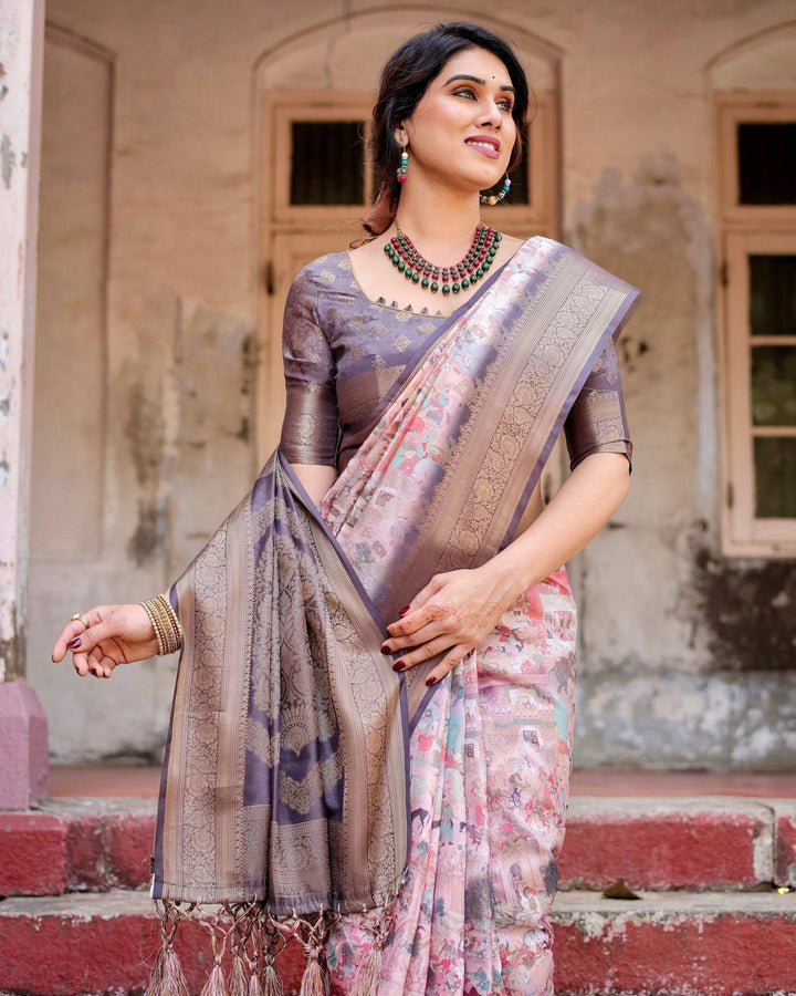 Graceful Lavender Banarasi Silk Saree with Regal Zari Weave and Tassel Detailing RICH VARSHA H 1161-70