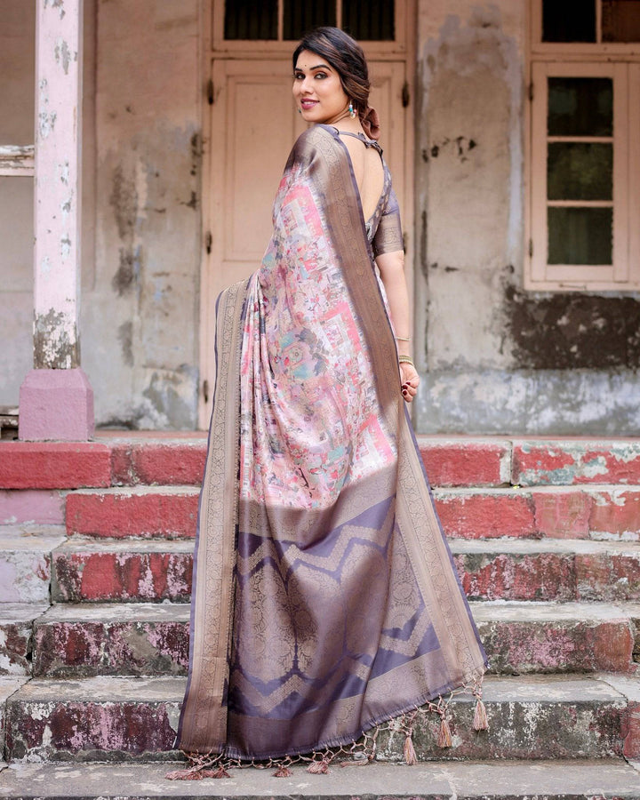 Graceful Lavender Banarasi Silk Saree with Regal Zari Weave and Tassel Detailing RICH VARSHA H 1161-70