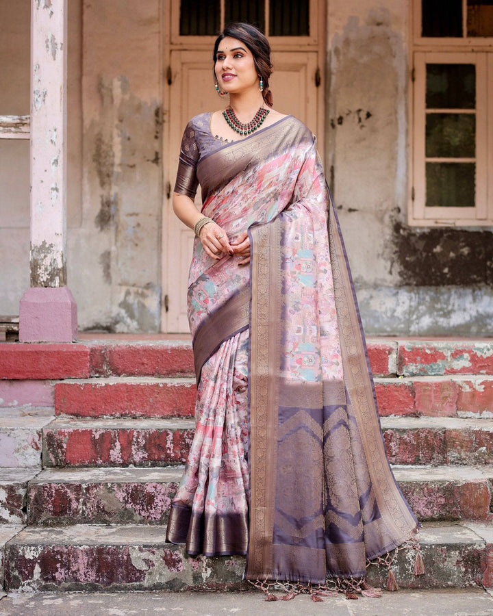 Graceful Lavender Banarasi Silk Saree with Regal Zari Weave and Tassel Detailing RICH VARSHA H 1161-70
