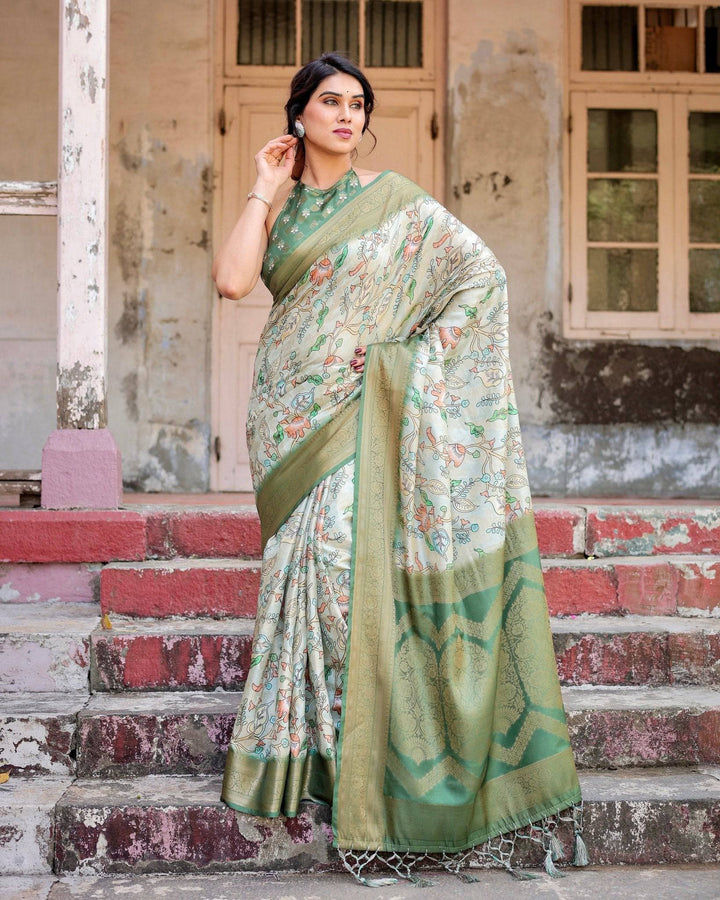 Timeless Green Banarasi Silk Saree with Zari Weaving and Tassels RICH VARSHA H 1171-80
