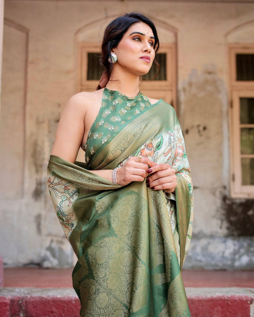 Timeless Green Banarasi Silk Saree with Zari Weaving and Tassels RICH VARSHA H 1171-80