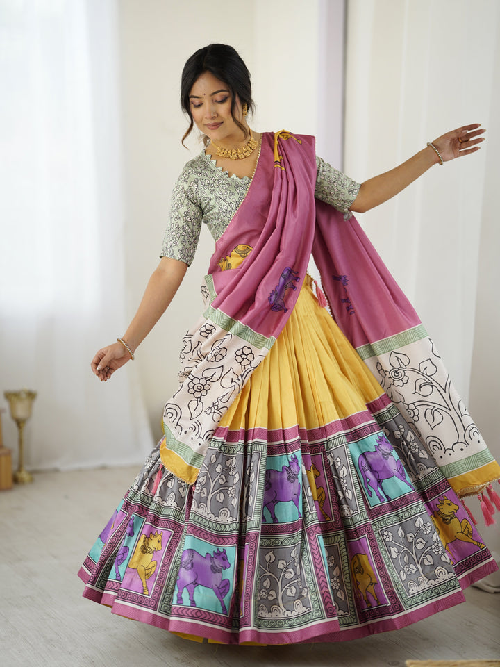 Ethnic Chic Kalamkari Lehenga for College Functions & Festive Days
