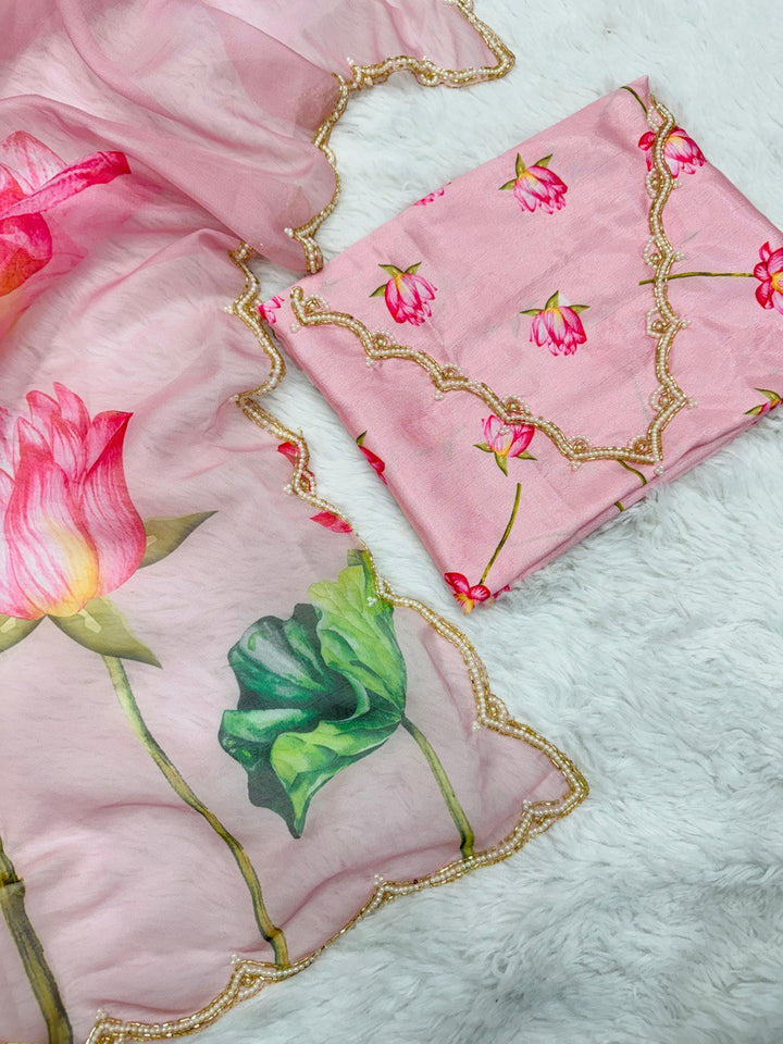 Traditional TB Organza Khatli Work Saree for Party Wear