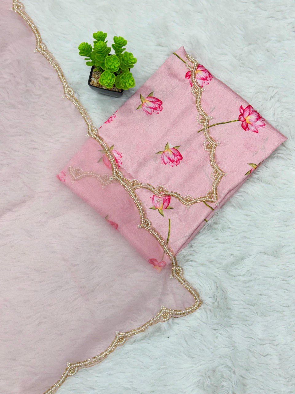 Traditional TB Organza Khatli Work Saree for Party Wear