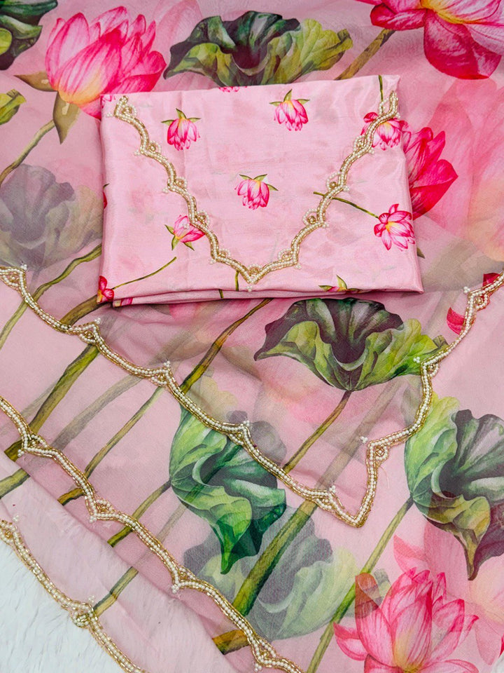Traditional TB Organza Khatli Work Saree for Party Wear