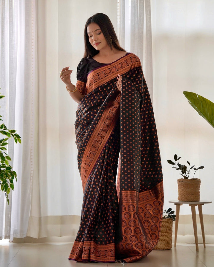 Pure Gaji Silk Saree Weaved With Copper Zari - Almaari Fashion